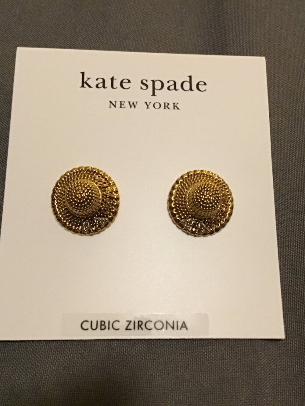 Kate Spade New York Gold Tone Stud Earrings – Cubic Zirconia Accent – NWT - Picture 2 of 3